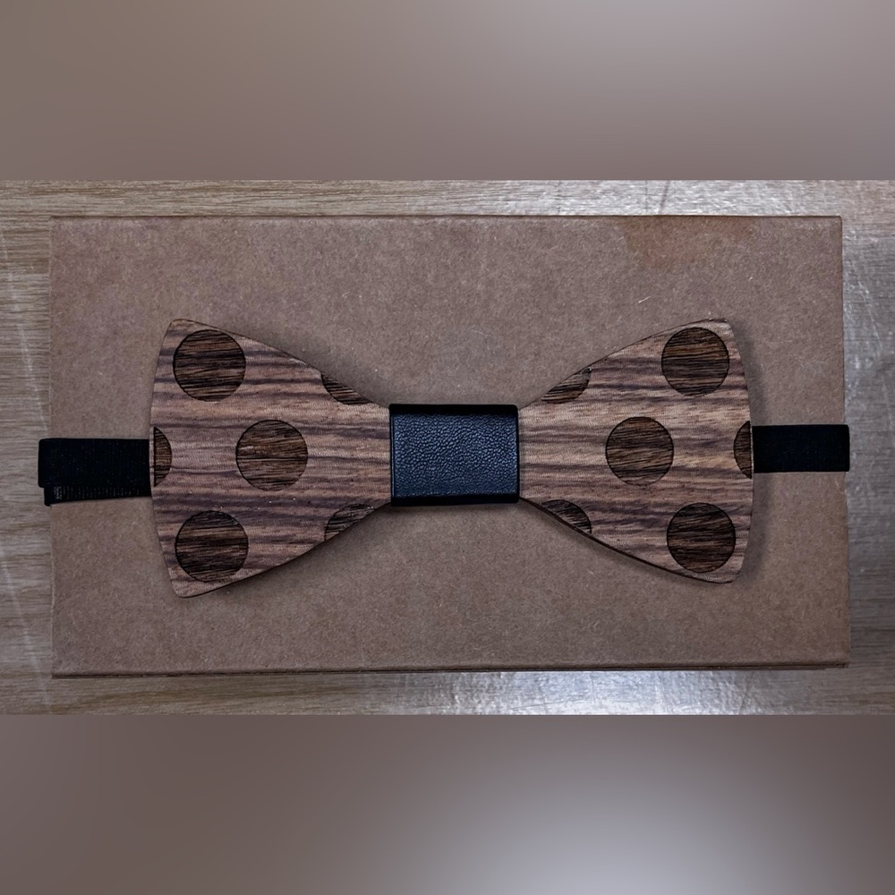 Wooden Polka Dot Bow Tie